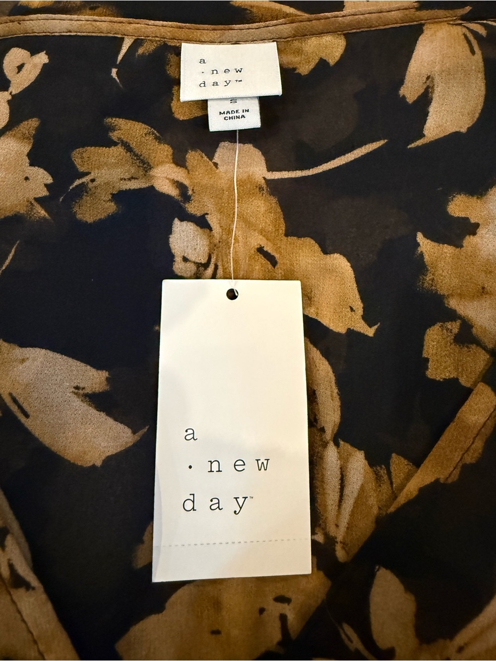 NWT A New Day Sheer Black & Mustard Floral Long Sleeve Maxi Dress Women’s Small - Picture 10 of 11